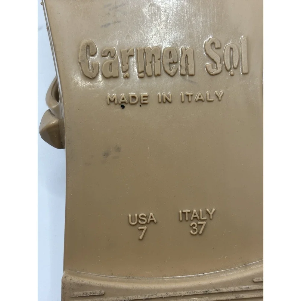 CARMEN SOL Womens Studded Flat Jelly Sandal Maria Made in Italy -Sz 37/7 US Nude